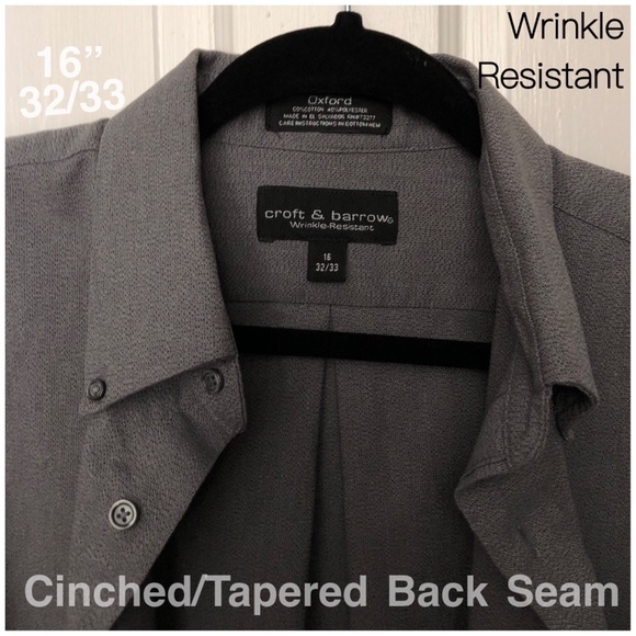 SALE🤑•Gray Croft & Barrow Long Sleeve Dress Shirt 👔 Mens - Picture 2 of 8
